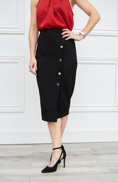 Button-Front-Black-Pencil-