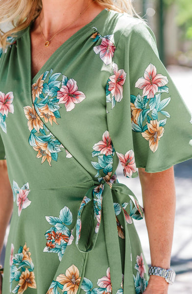 B Collection by Bobeau Orna Floral Print Wrap Dress Tulum Floral