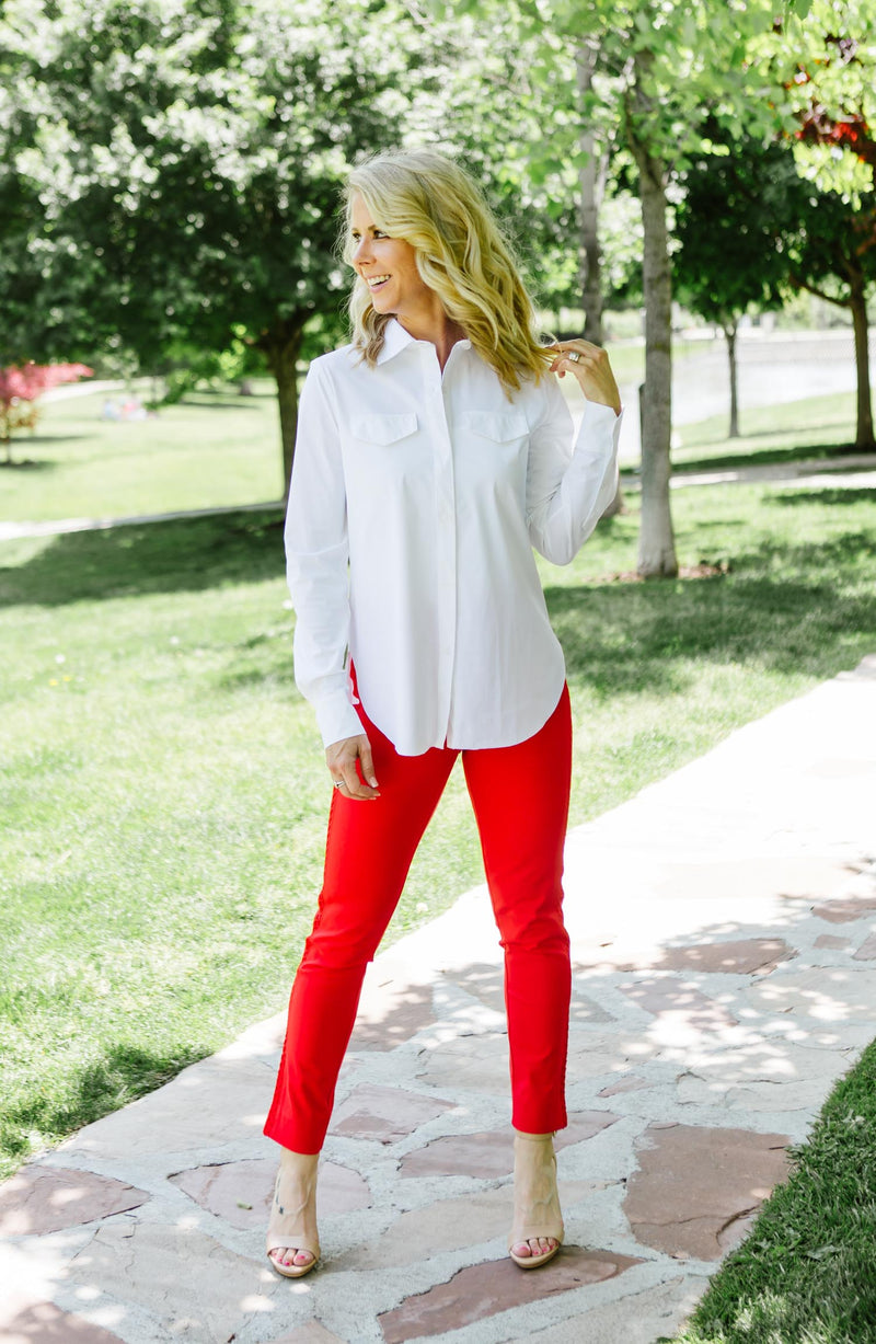 Lysse Red Britt Ankle With Lace Trouser Trinity Clothing
