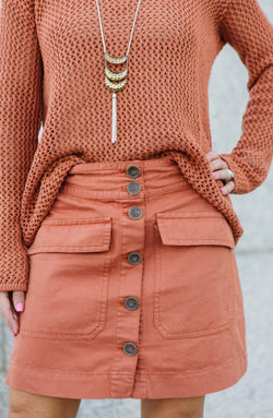 Desert Button-Front Skirt Trinity Clothing
