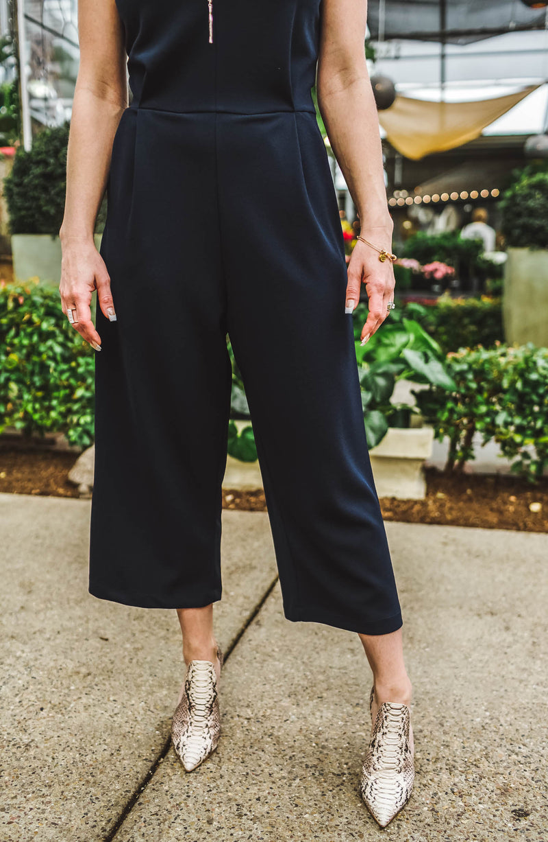 Front Tie Navy Jumpsuit Trinity Clothing