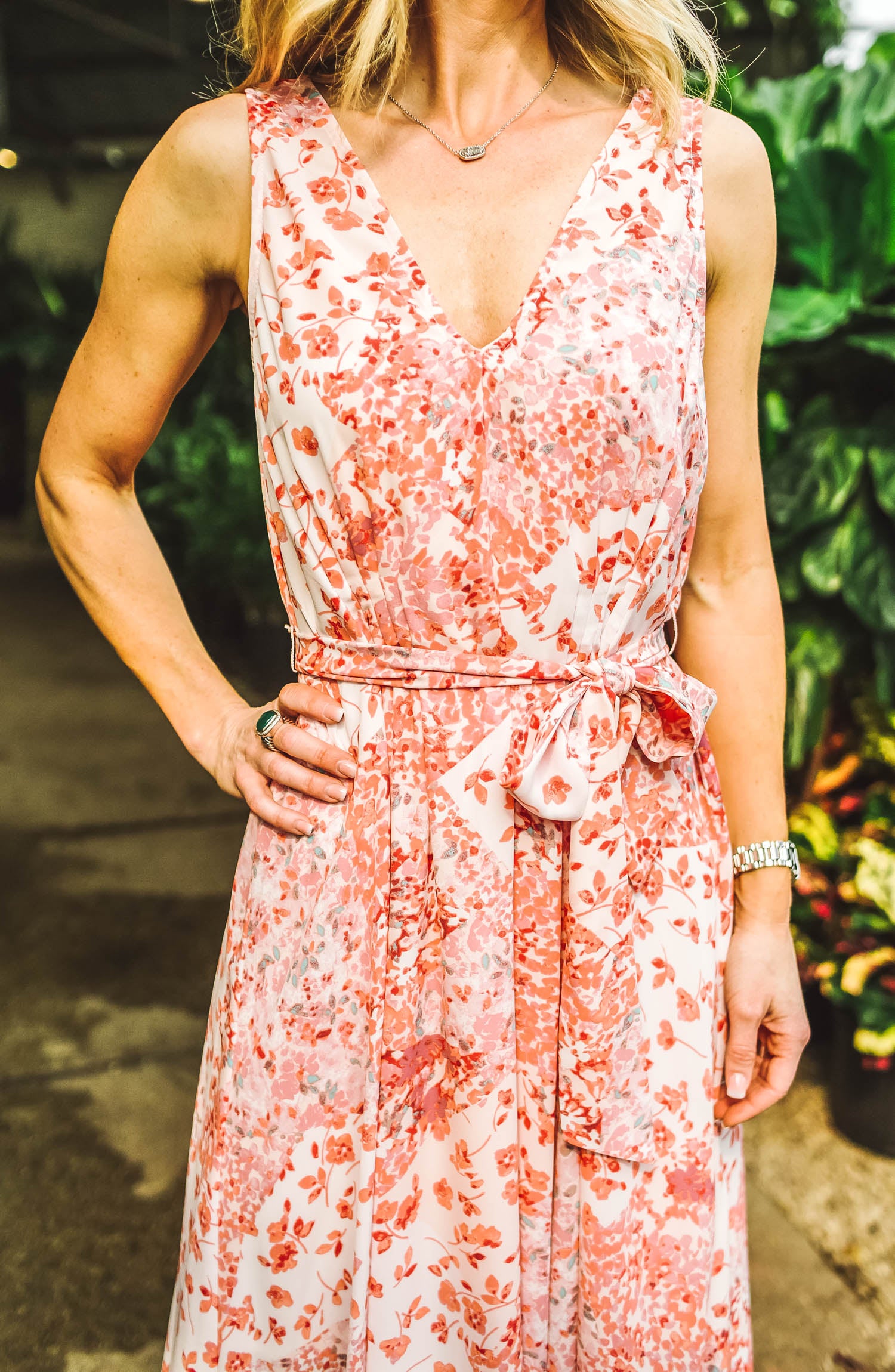 Trinity | Pleated V-Neck Boho Maxi Dress