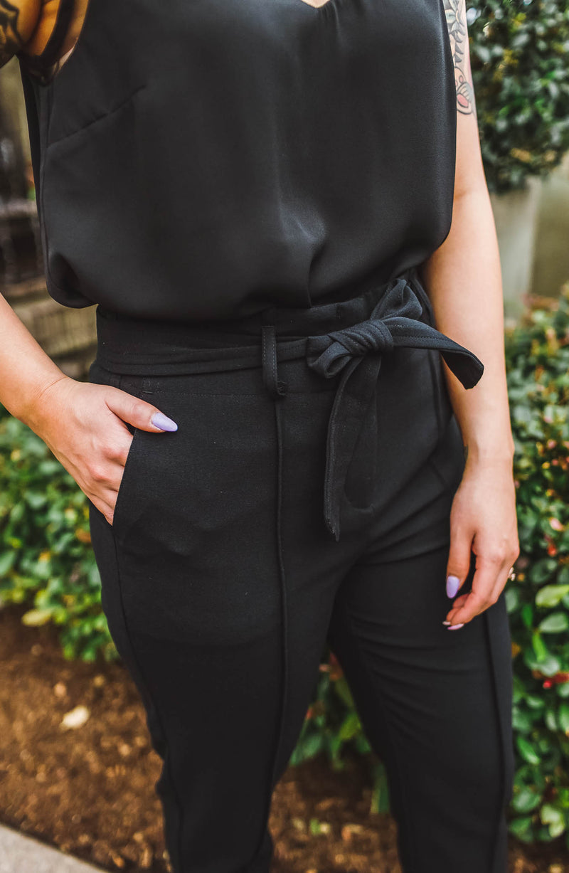 Tegan Black Paperbag Trousers Trinity Clothing
