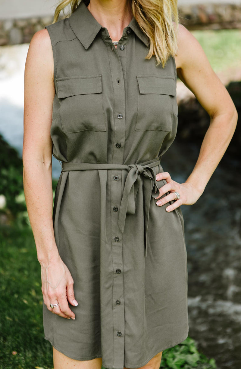 Tie Front Utility Dress Trinity Clothing Tie Front Utility Dress Trinity Clothing