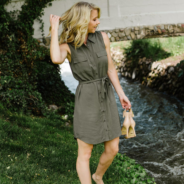 Tie Front Utility Dress – Trinity Clothing